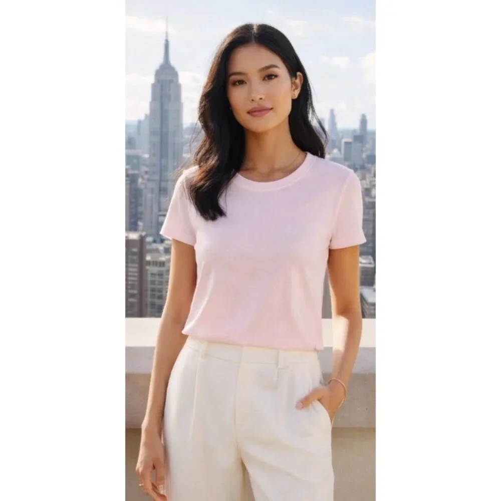 L’AGENCE Lilac Snow Cory Tee Shirt Medium New With Tags - Picture 6 of 13